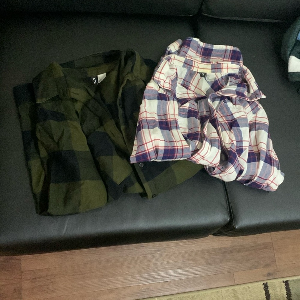 H&M/Divided Flannels Bundle. Black & Green plaid and Red, White, and Blue plaid.